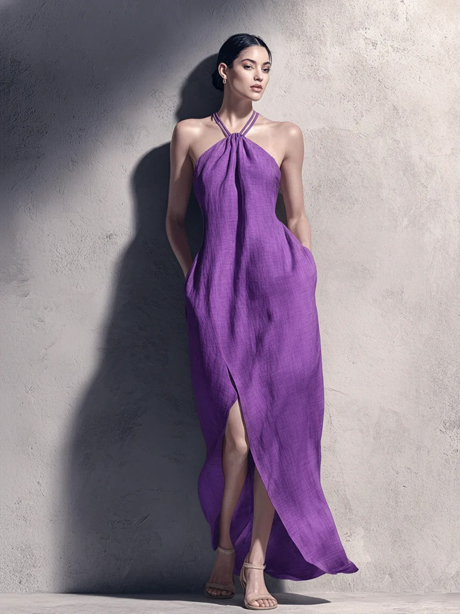 Lavian® Slit Halter Dress