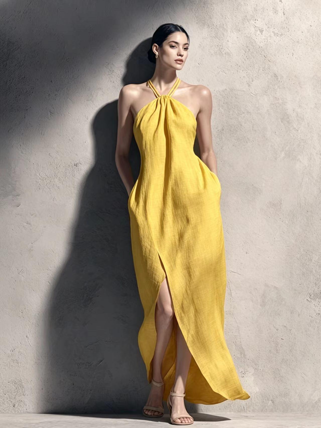 Lavian® Slit Halter Dress