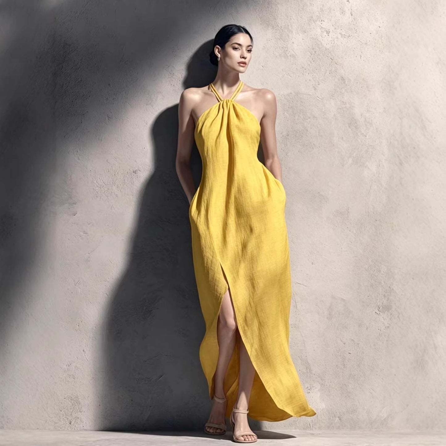 Lavian® Slit Halter Dress