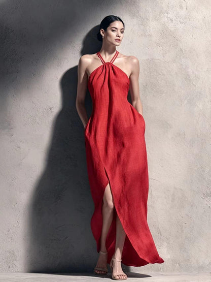 Lavian® Slit Halter Dress